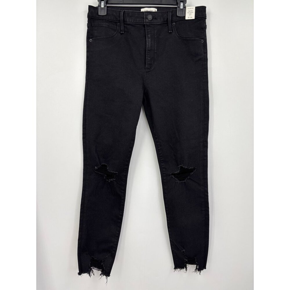 Abercrombie & Fitch High Rise Super Skinny Ankle Jean Black 31/12 Regular NEW